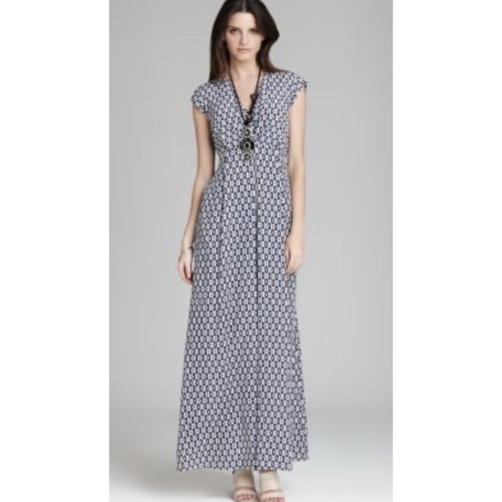 WEEKEND MAX MARA Silk Crepe de Chine Maxi AFOSO Midi Dress IT40 US8 IKAT Print